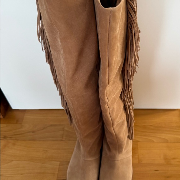 Sam Edelman Tan Over the Knee Fringe Boots - Picture 3 of 14